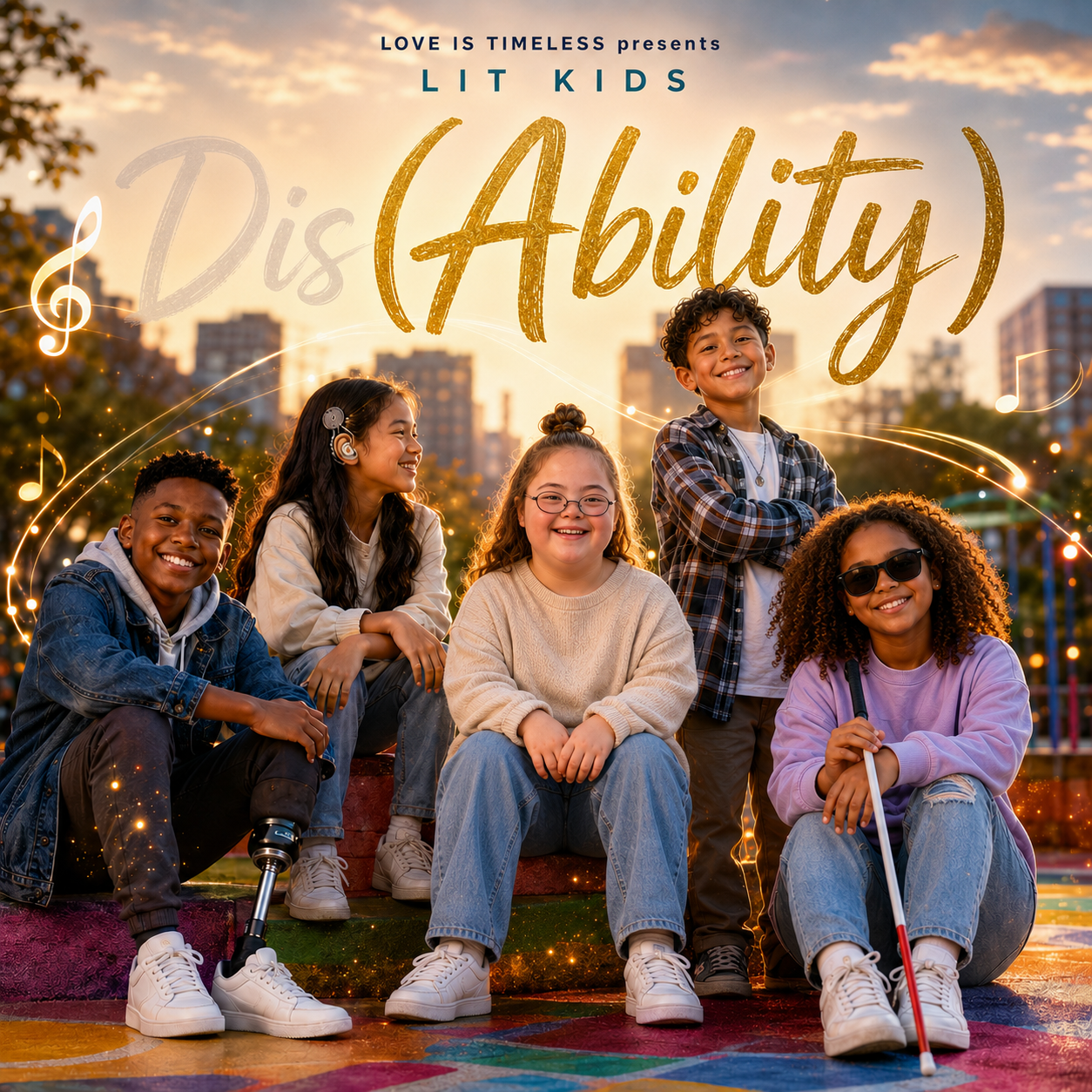 Dis(Ability) — LIT Kids album artwork featuring a diverse group of children