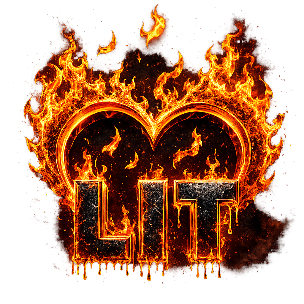 Love Is Timeless fundraising logo with fiery heart